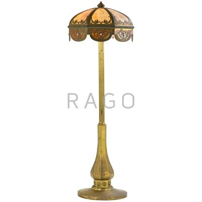 Appraisal: AMERICAN LEADED GLASS FLOOR LAMP Condition Report