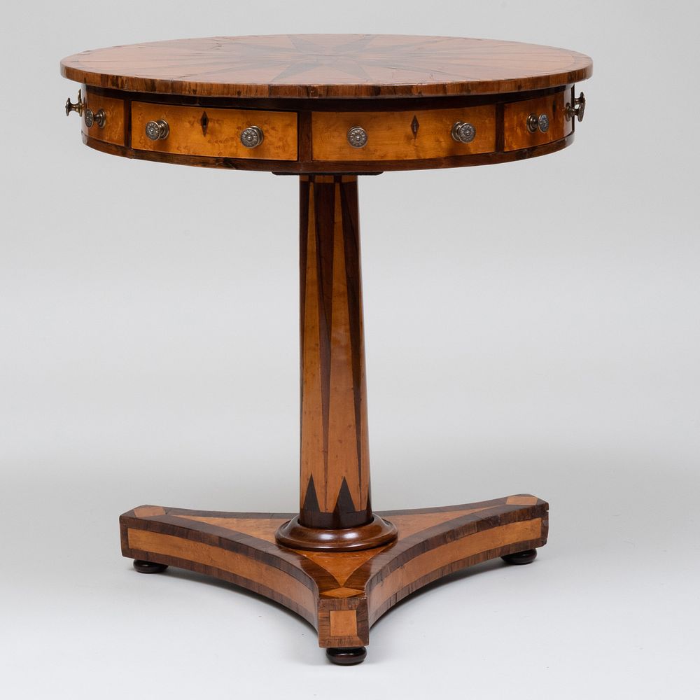 Appraisal: German Neoclassical Mahogany Rosewood and Birds Eye Maple Parquetry Side