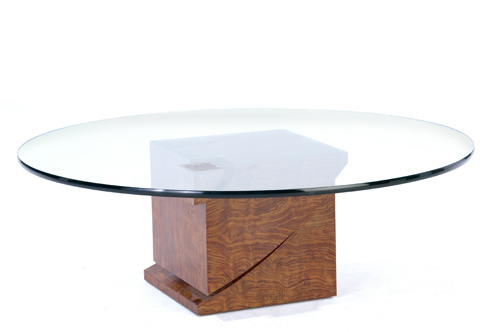 Appraisal: MICHAEL COFFEY Levitation coffee table its base composed of two