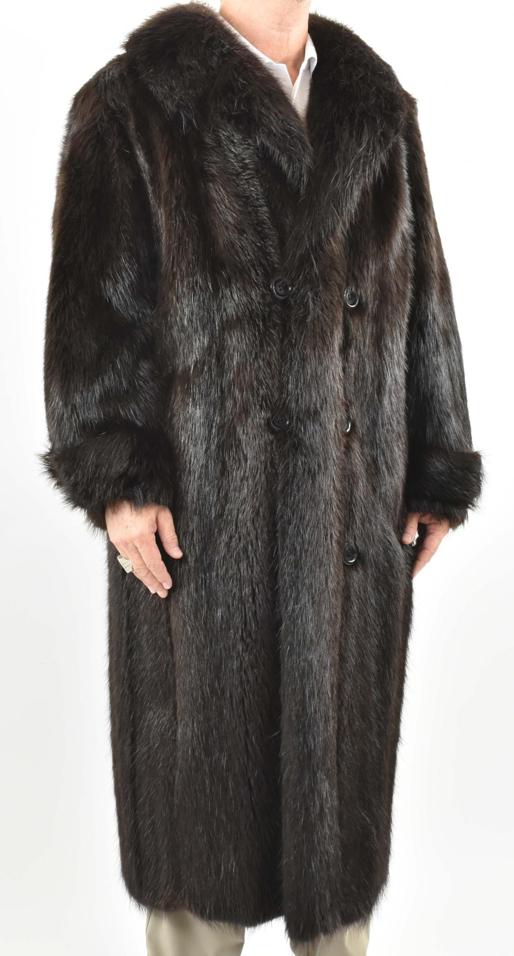 Appraisal: MEN'S FULL LENGTH BEAVER COAT AND HATMen's Full Length Beaver