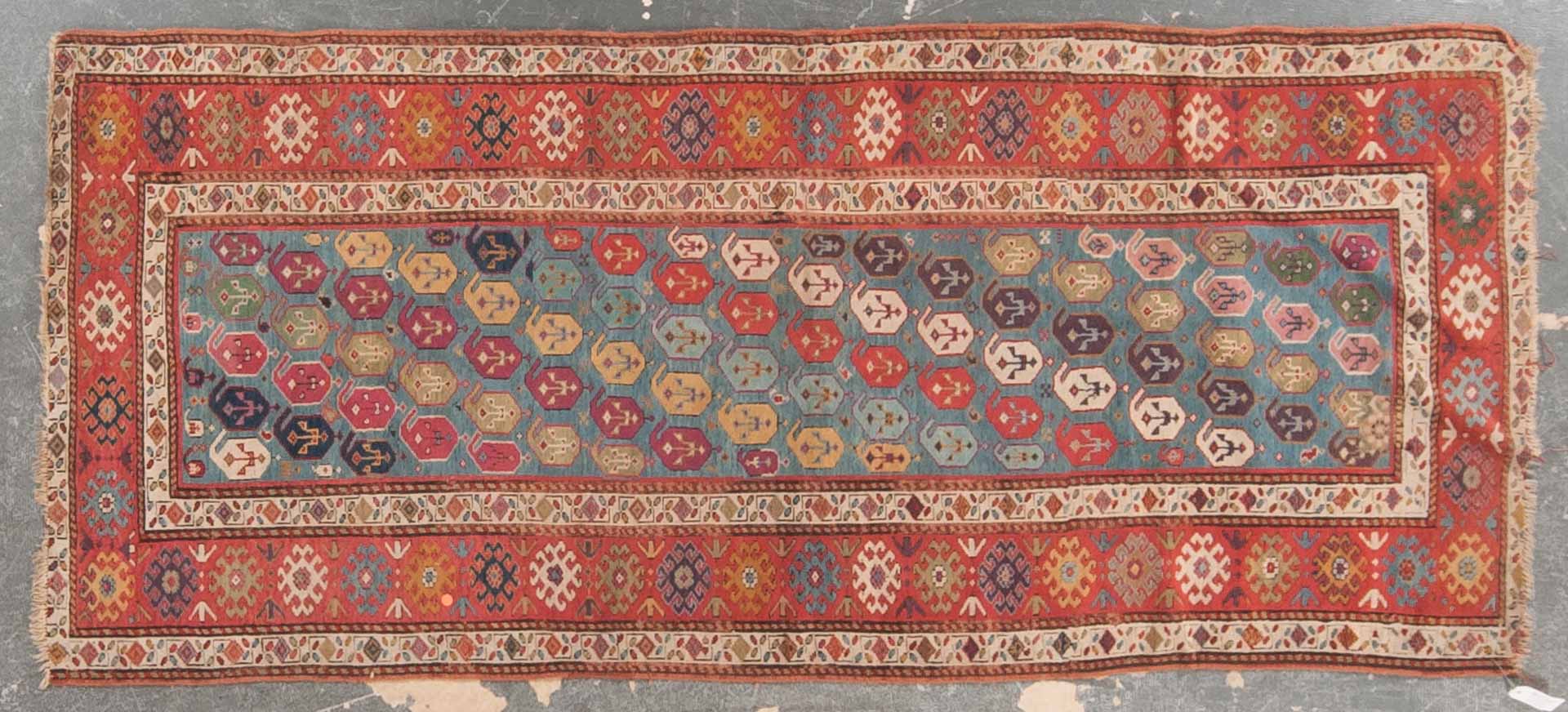 Appraisal: Antique Kazak rug approx x Caucasus circa Condition Worn with