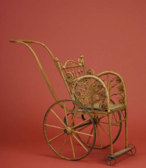 Appraisal: Early Victorian Child Stroller America ca an open wicker body