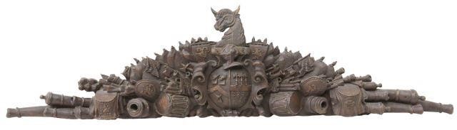 Appraisal: Large architectural carved heraldic crest likely English crest of a