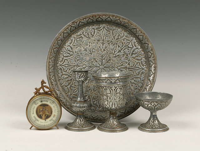 Appraisal: A SCOTTISH PEWTER COMMUNION SET consisting of a circular tray