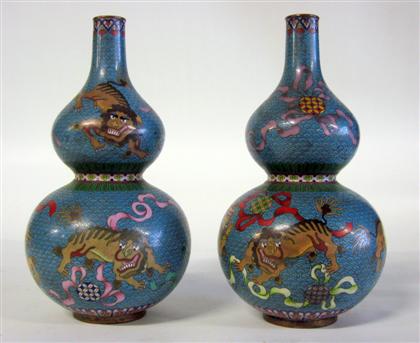 Appraisal: Pair of Chinese cloisonne double gourd vasesVase H in