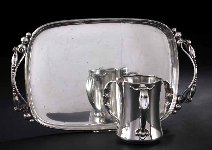 Appraisal: American Sterling Silver Danish Modern Drinks Tray dated designed by