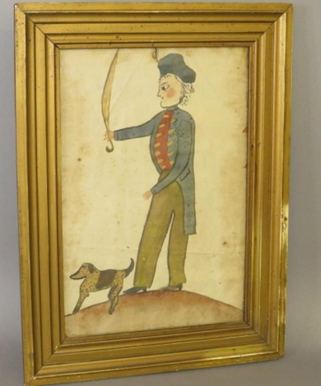 Appraisal: FRAMED CHILD'S WATERCOLOR OF SOLDIER DOGca early th century pencil