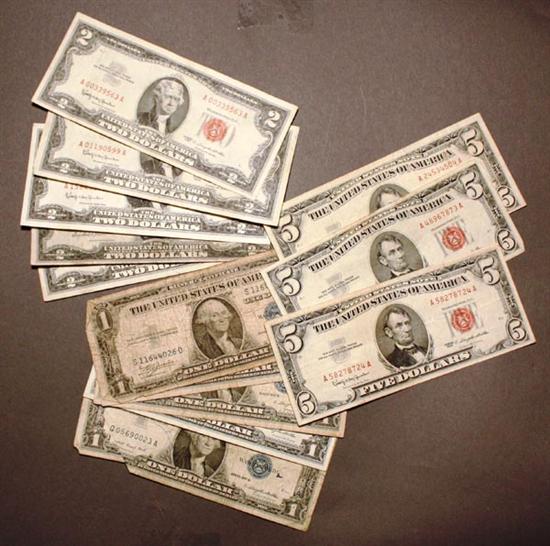 Appraisal: Lot of series silver certificates series silver certificate Red seal