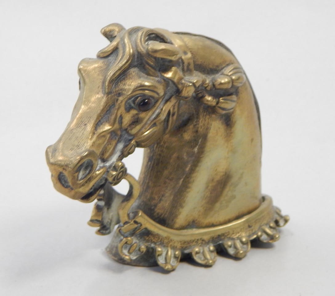 Appraisal: A thC bronze model of a horses head and neck