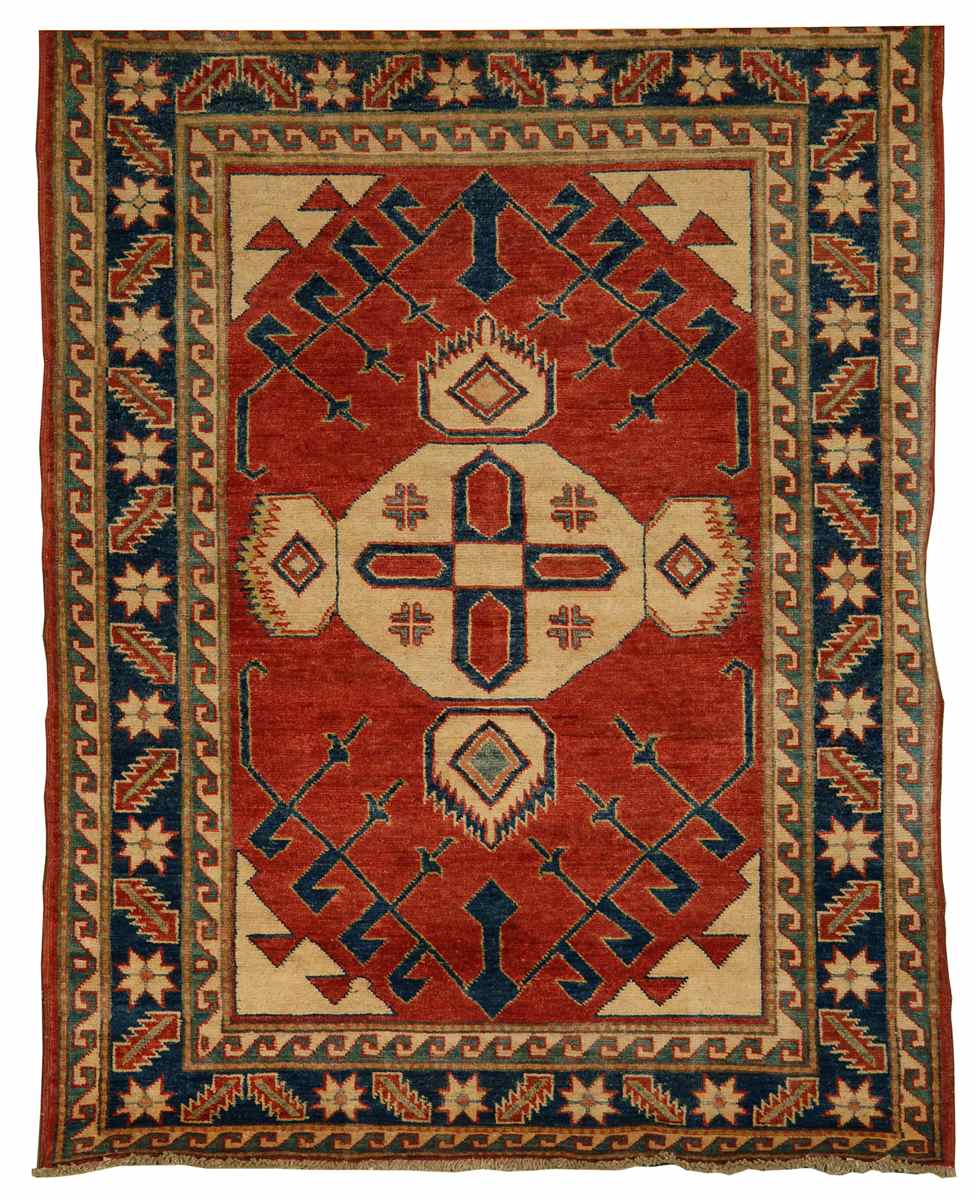 Appraisal: ORIENTAL RUG KAZAK DESIGN ' x ' Central geometric medallion