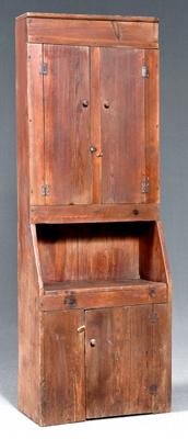 Appraisal: Southern step back cupboard yellow pine throughout of narrow proportions