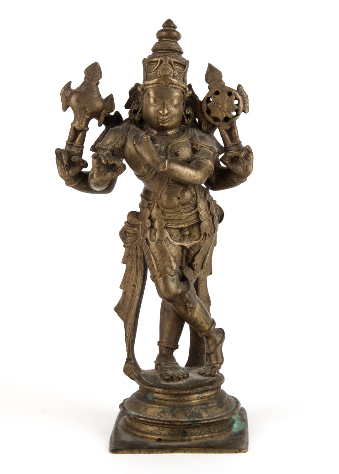 Appraisal: Hindu bronze deity figure modeled as multiple-armed goddess in traditional