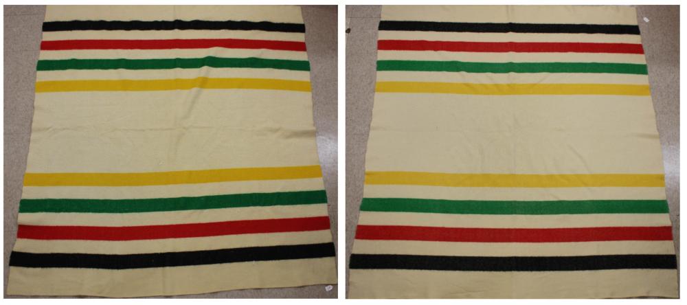 Appraisal: PAIR OF VINTAGE WOOL BLANKETS Hudson Bay Style without original