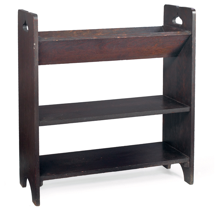 Appraisal: Arts and Crafts book rack V trough over two lower