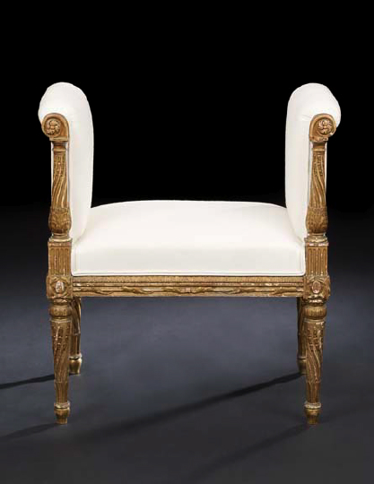 Appraisal: Louis XVI-Style Giltwood Window Seat late th century each rounded