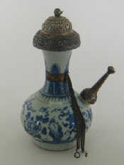 Appraisal: A Chinese blue and white ceramic hookah probably early th