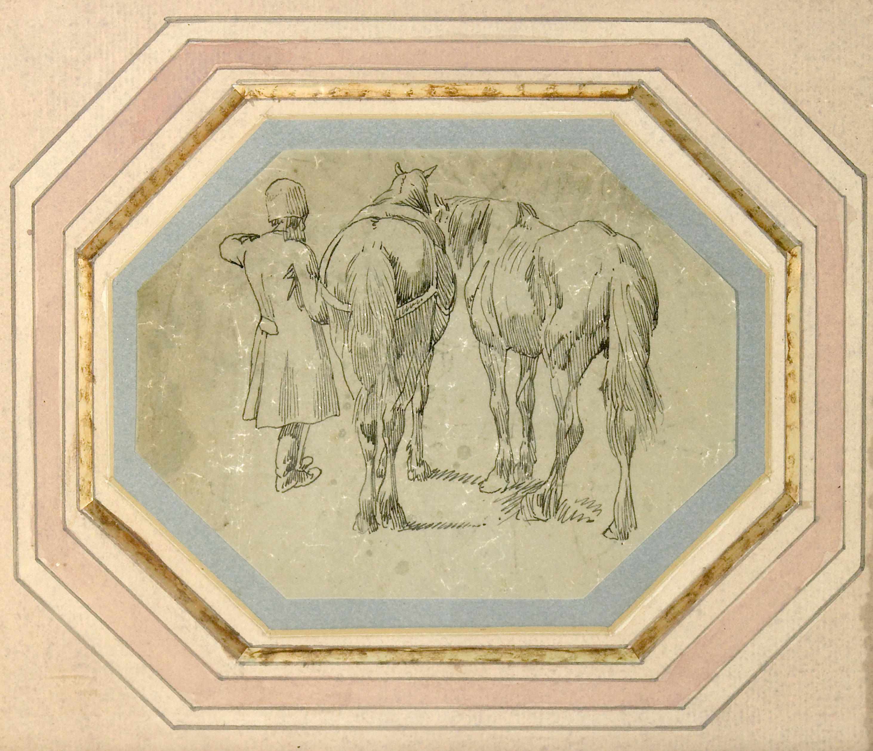 Appraisal: French School th century Study of two horses with an