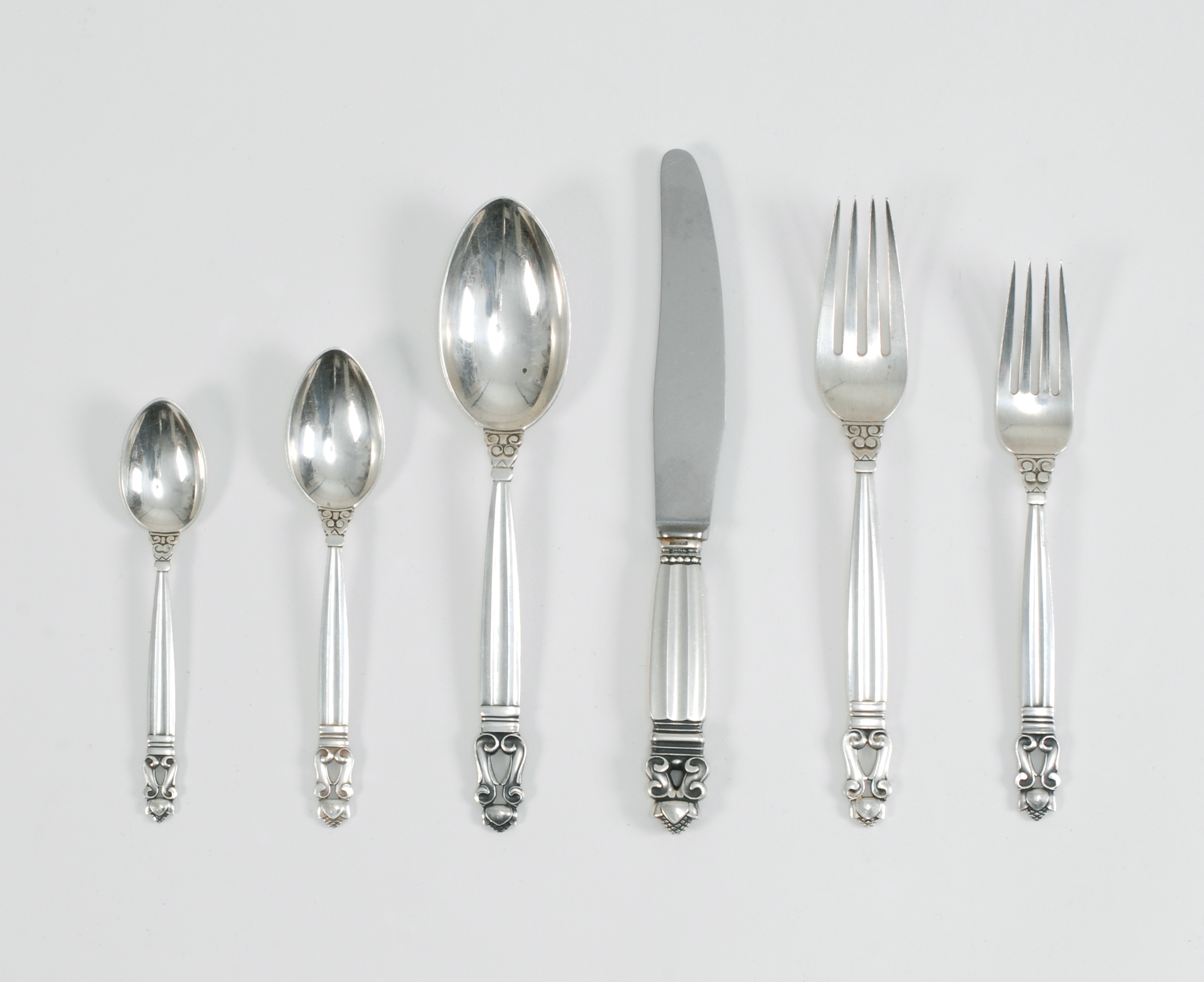 Appraisal: CASED SET OF GEORG JENSEN STERLING SILVER FLATWARE In the