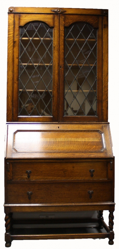 Appraisal: th Century Moulded Oak Bureau bookcase having twin door glazed