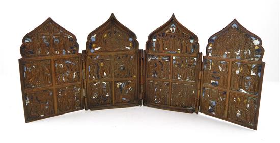 Appraisal: Late th early th C Russian four panel folding icon