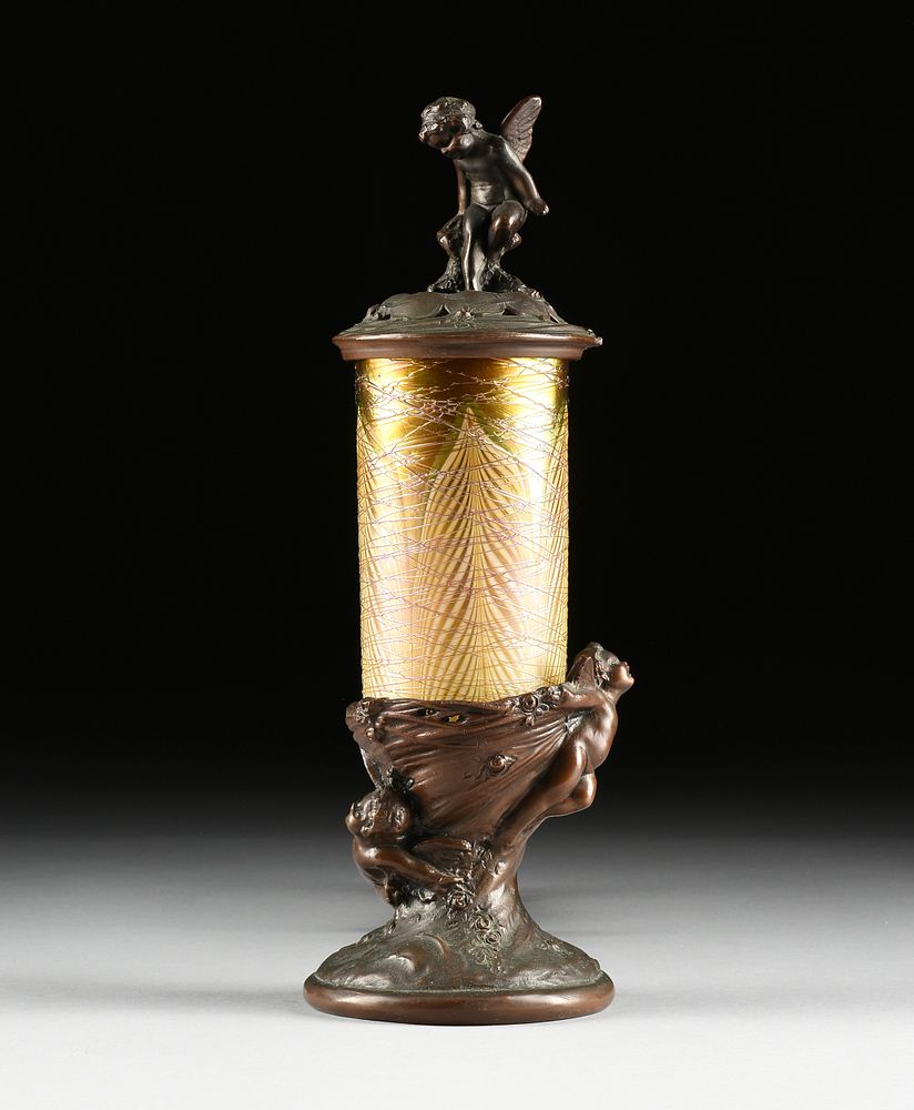 Appraisal: AN AMERICAN ART NOUVEAU GOLDEN LUSTER GLASS AND PATINATED METAL