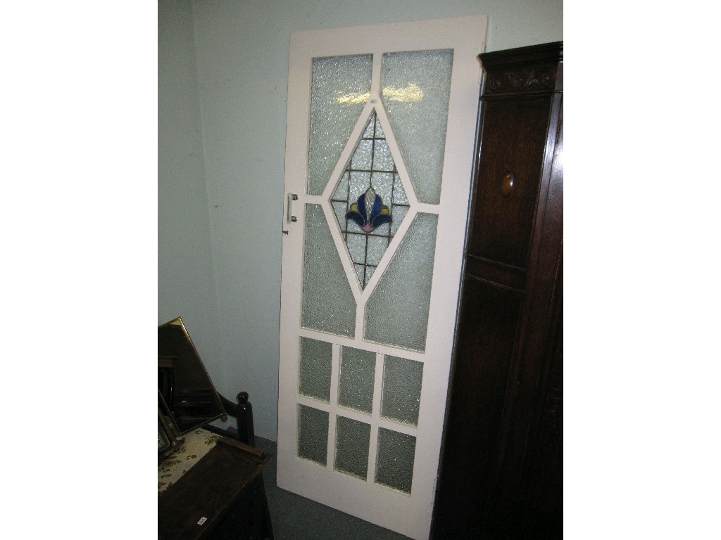 Appraisal: Leaded and stained glass panelled door