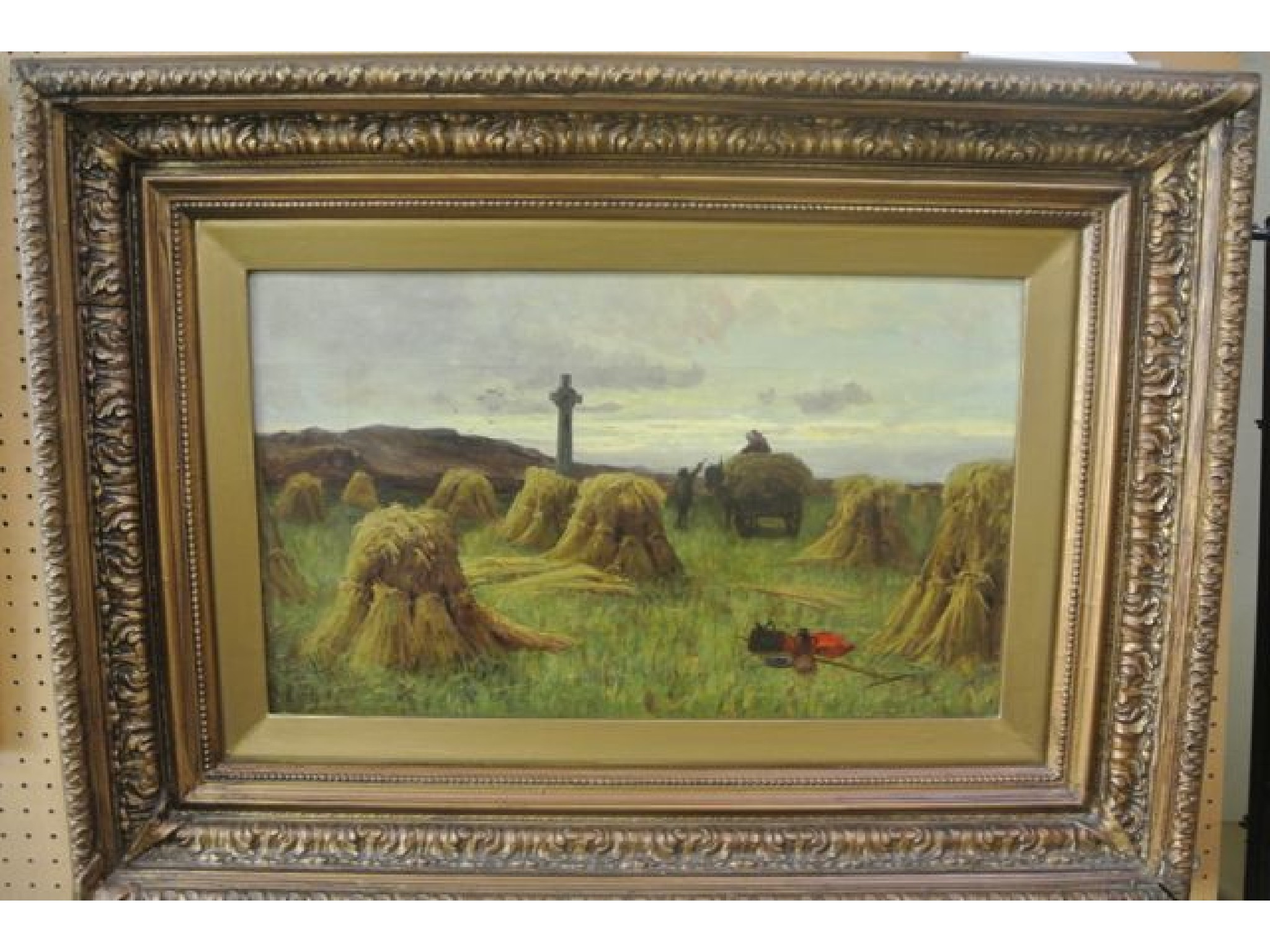 Appraisal: A th century oil painting on canvas showing a rural