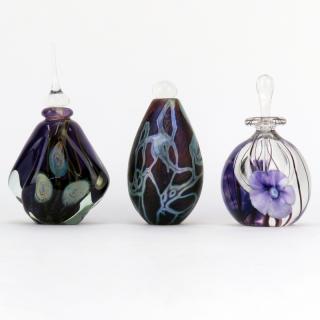 Appraisal: Three Art Glass Perfume Bottles Three Art Glass Perfume Bottles