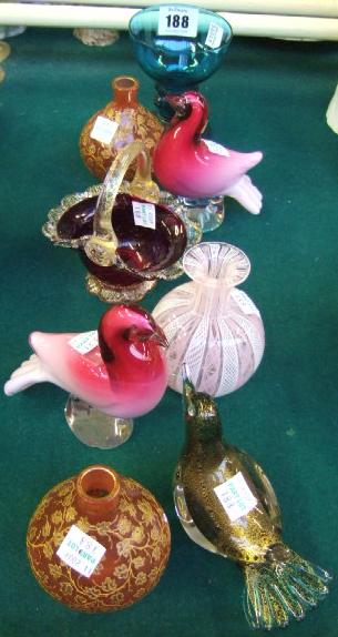 Appraisal: A quantity of glass ornaments including three Wedgwood style glass