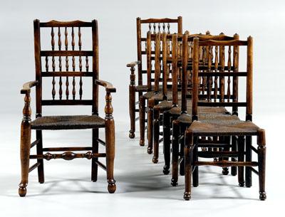 Appraisal: Eight English dining chairs assembled set all with spindle backs