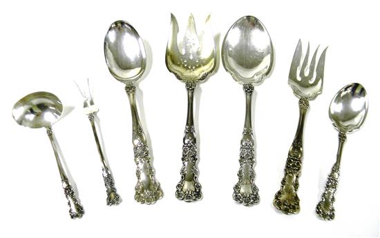 Appraisal: STERLING Gorham Buttercup serving pieces seven pieces -pc salad serving