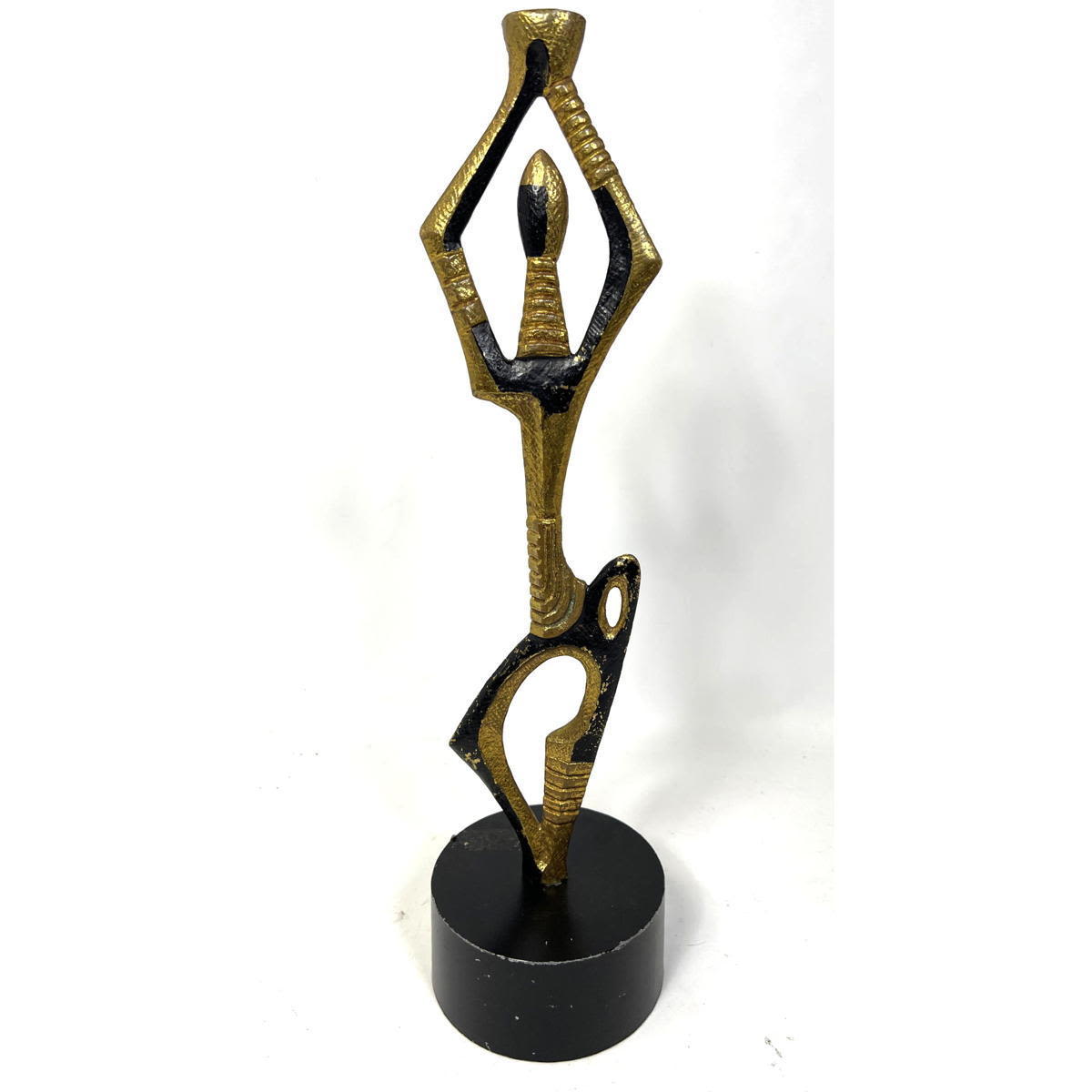 Appraisal: Weinberg style Figural Metal Sculpture Black Accents and Base Dimensions