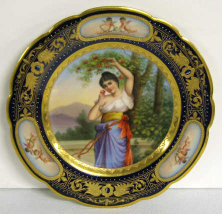 Appraisal: ROYAL VIENNA PORCELAIN PORTRAIT PLATE Classical beauty in a garden