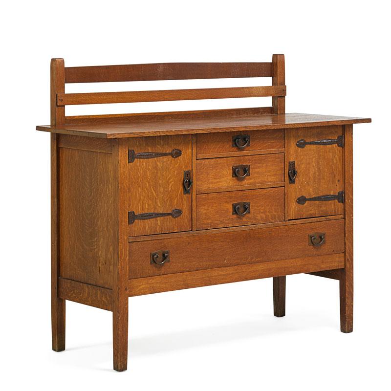 Appraisal: GUSTAV STICKLEY Sideboard Condition Report Veneer damage to right side