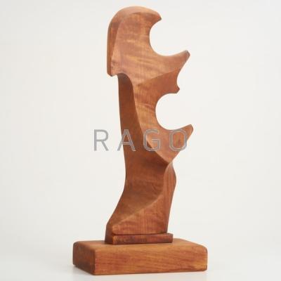 Appraisal: GIUSEPPE CARLI Modernist statuette in carved walnut on teak base