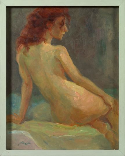 Appraisal: American School Contemporary Study of a Seated Female Nude oil