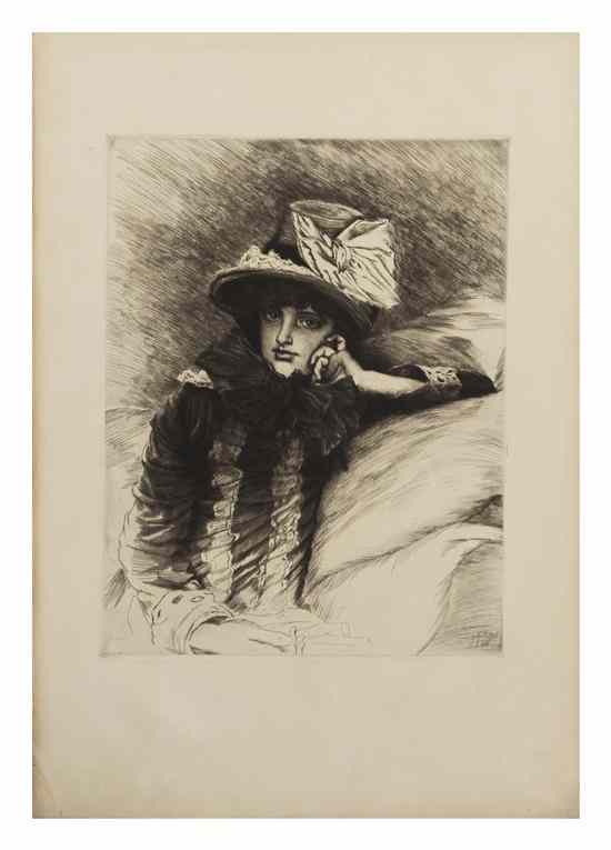 Appraisal: James Jacques Joseph Tissot French - Berthe etching x inches