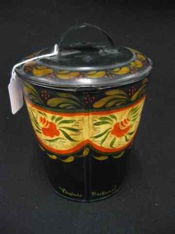 Appraisal: Tole Decorated Tin Covered Pail th Century with later floral