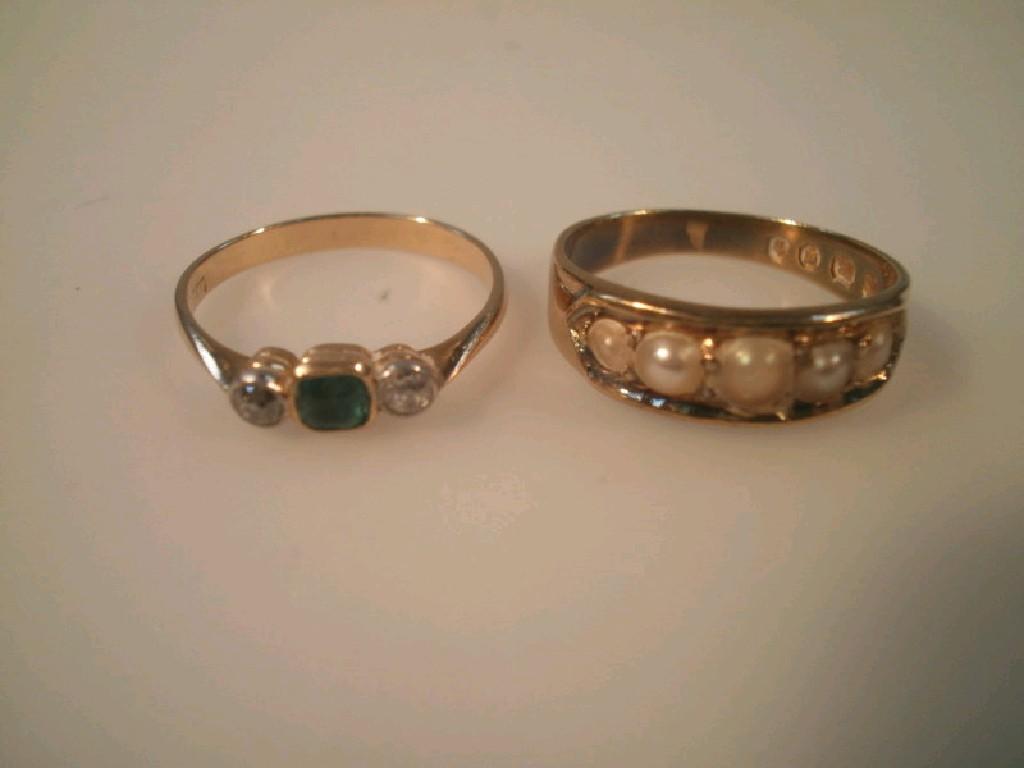 Appraisal: An ct gold seed pearl set ring and a stone