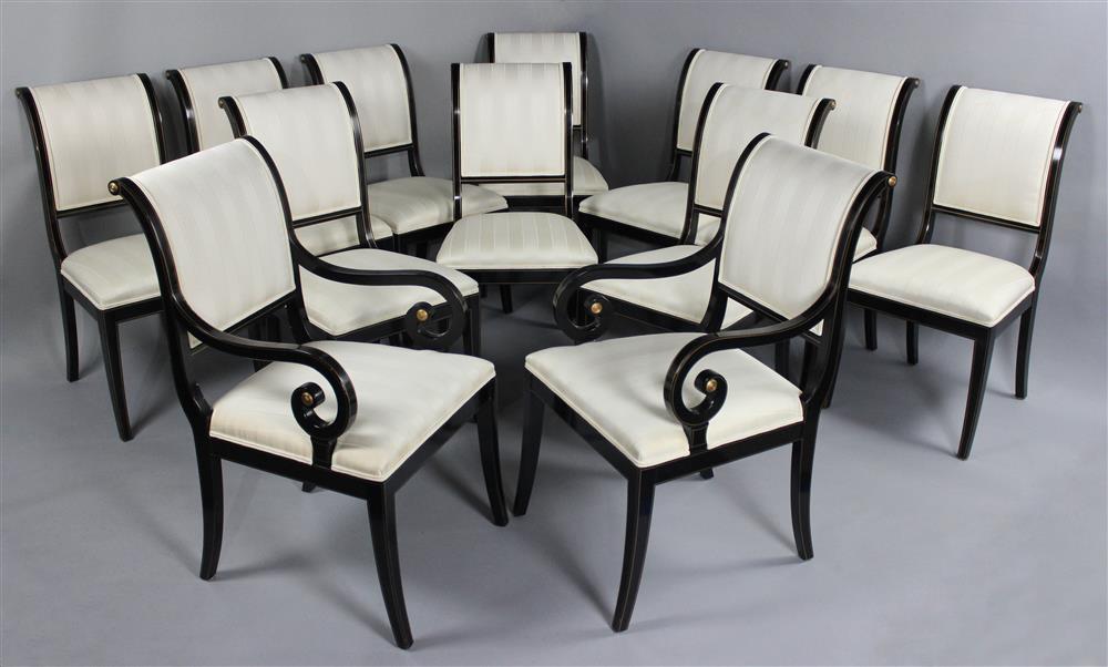 Appraisal: SET OF TWELVE KINDEL REGENCY STYLE BLACK LACQUER DINING CHAIRS