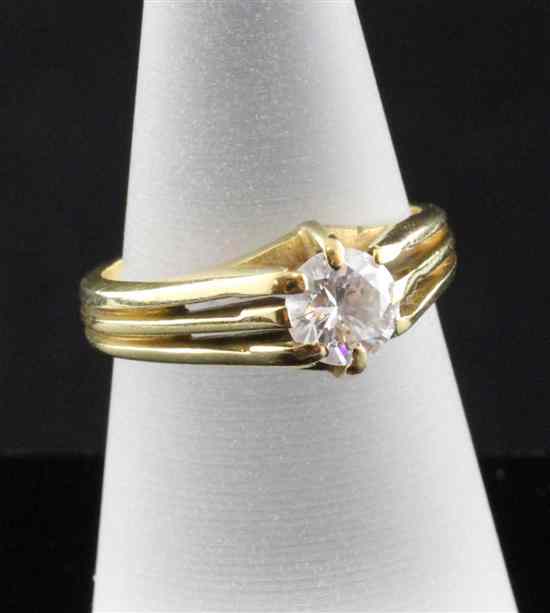 Appraisal: An ct gold gypsy set solitaire diamond ring approximately ct