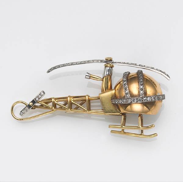 Appraisal: A diamond and k tricolor gold helicopter brooch Cartier Paris