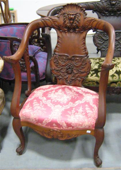 Appraisal: Carved arm chair late th century H in W in