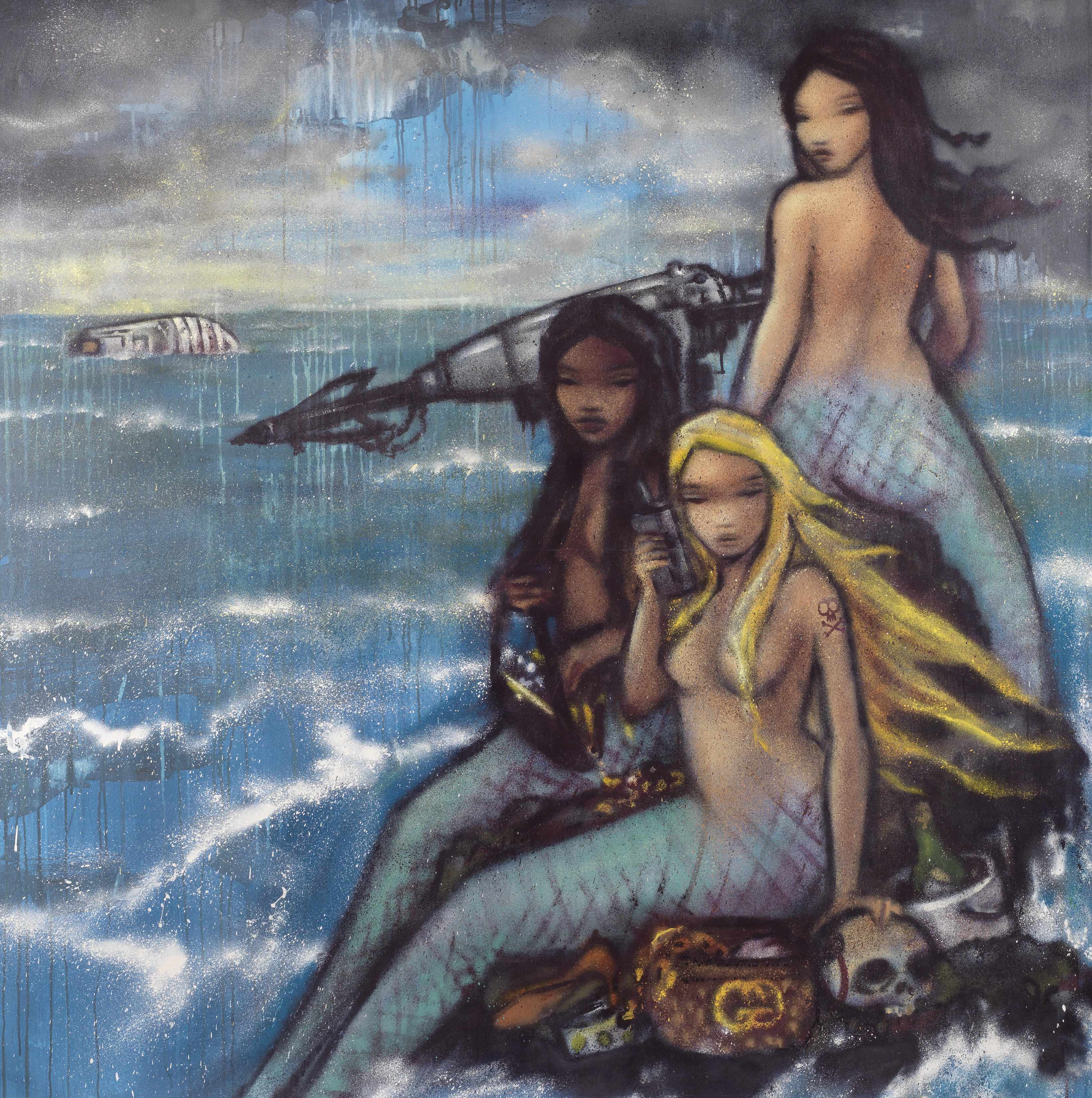 Appraisal: Mau Mau British Mermaid Wreckers signed on the turnover edgeacrylic