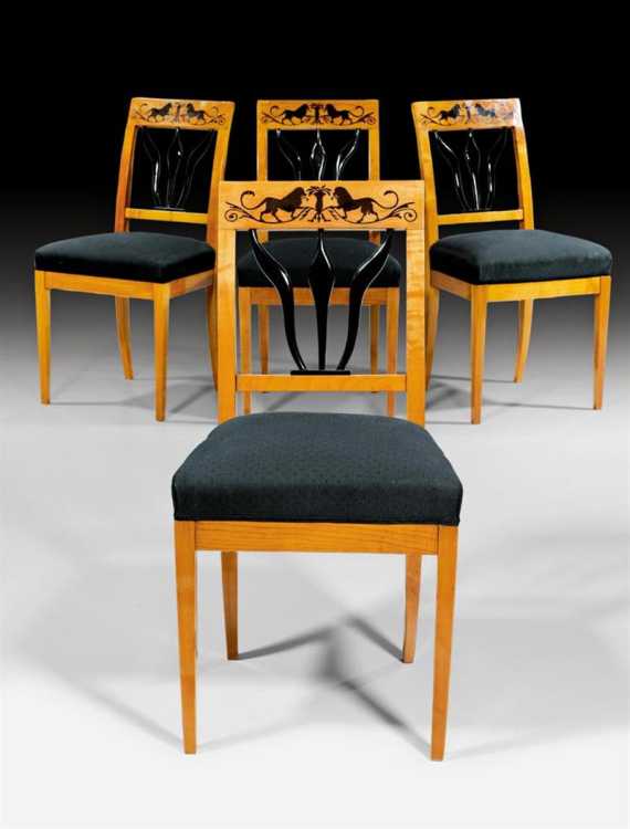 Appraisal: SET OF CHAIRS Biedermeier South Germany th century Cherry with