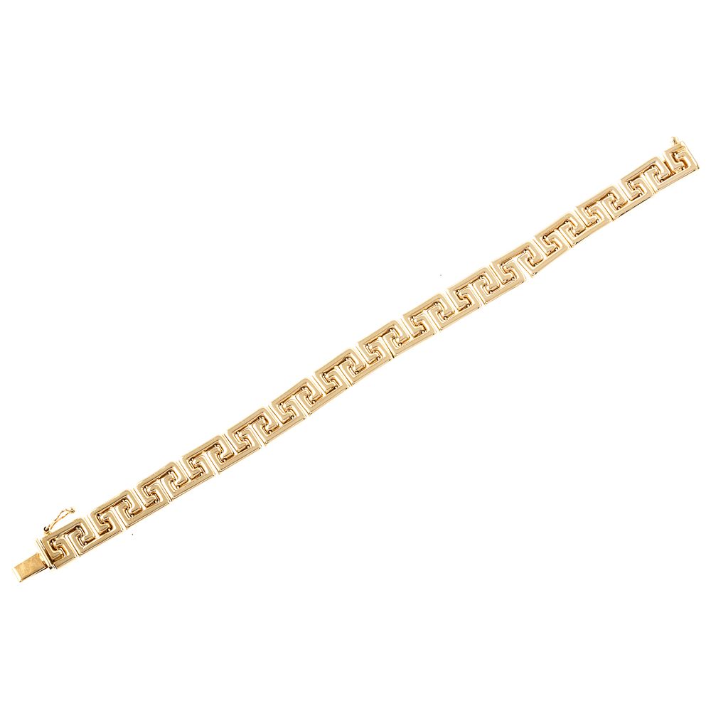 Appraisal: A K Yellow Gold Greek Key Link Bracelet K yellow