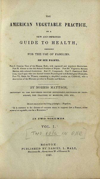 Appraisal: MATTSON MORRIS The American Vegetable Practice Or a New and