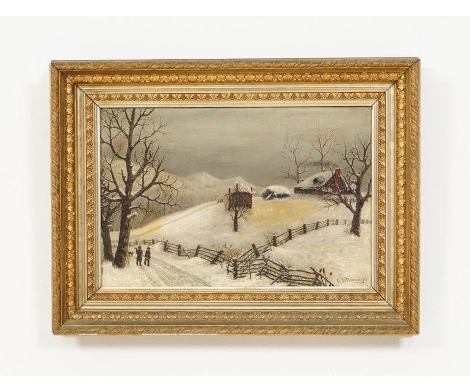 Appraisal: George B Wainwright oil on canvas of a winter landscape