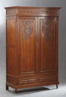 Appraisal: French Louis XVI Style Carved Oak Armoire th c French