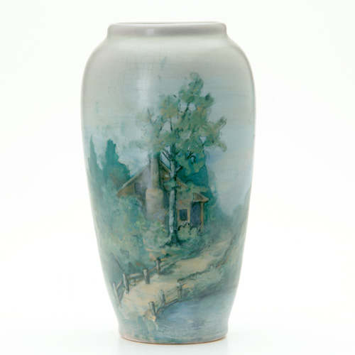 Appraisal: WELLER Fine Scenic Hudson vase beautifully painted by Hester Pillsbury